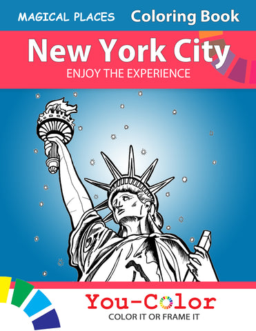 Capture the essence of New York City with this vibrant coloring book cover, showcasing the iconic Statue of Liberty, inviting artists and readers alike to explore the magic of NYC's landmarks through coloring and fascinating stories. Free coloring page :: You-Color
