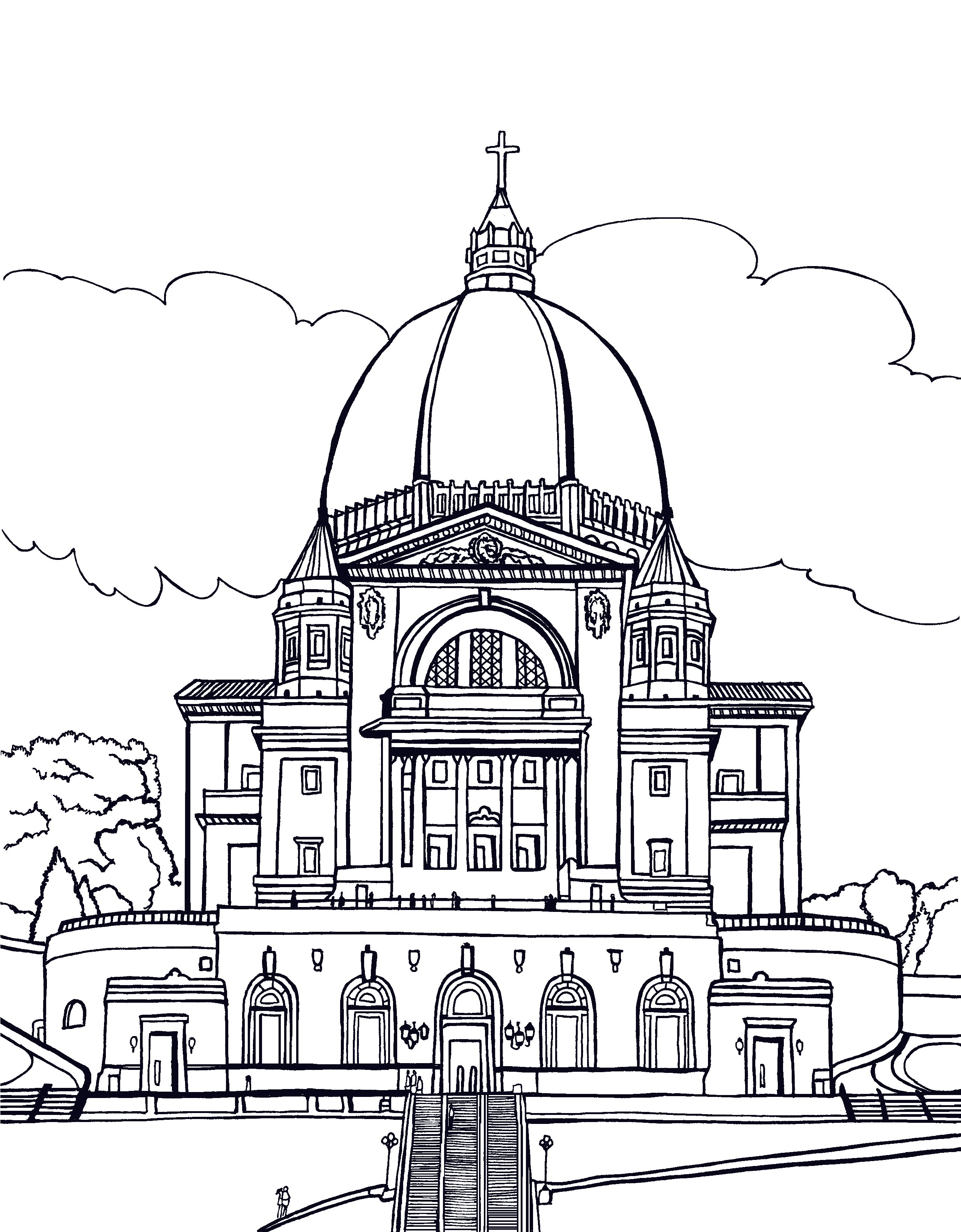 Explore the grandeur of St-Joseph Oratory in Montreal with our free coloring page! Discover the historical and architectural marvel of one of the world's largest churches. Visit you-color.com for more exciting coloring adventures and educational fun! :: You-Color