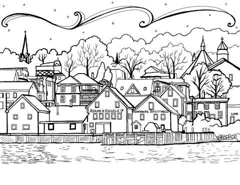 The historic town of Lunenburg, in Halifax Nova Scotia Canada, is available for free to all coloring aficionados. This detailed illustration captures the essence of Lunenburg’s unique architecture, waterfront buildings, and the serene atmosphere of a coastal town. It is part of YouColor's collection that brings the world's destinations to life through coloring and provides enriching reading material to learn about these places, all at no cost. Free coloring page :: You-Color