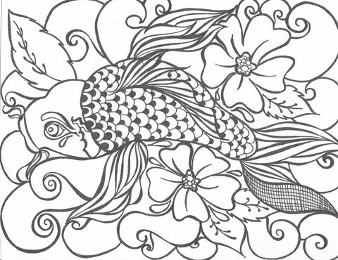 Koi Fish with Flowers - You-Color