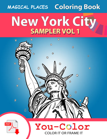 New York City Scenes Coloring Book SAMPLER VOL 1 (Use "NYCFREE1" on Checkout to get this sampler for FREE) - You-Color