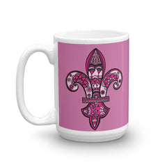 Mandalas Coffee Mug - Pink Fleur de Lys - You-Color