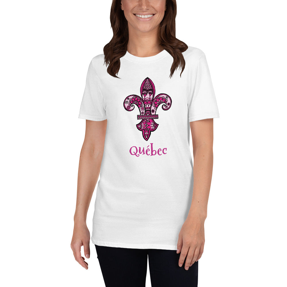 Quebec Pink Fleur de Lys Short-Sleeve Unisex T-Shirt - You-Color
