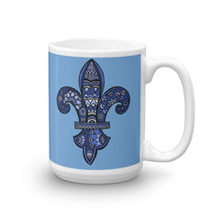 Mandalas Coffee Mug - Blue Fleur de Lys - You-Color