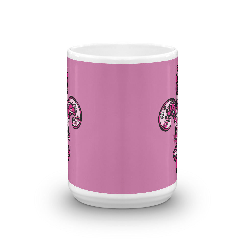 Mandalas Coffee Mug - Pink Fleur de Lys - You-Color