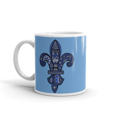 Mandalas Coffee Mug - Blue Fleur de Lys - You-Color