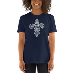 Fleur de Lys white on colored Short-Sleeve Unisex T-Shirt - You-Color