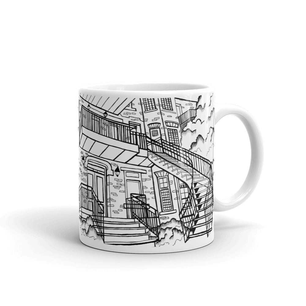 Montreal Coffee Mug - Typical Stairs of Montreal Housing - You-Color